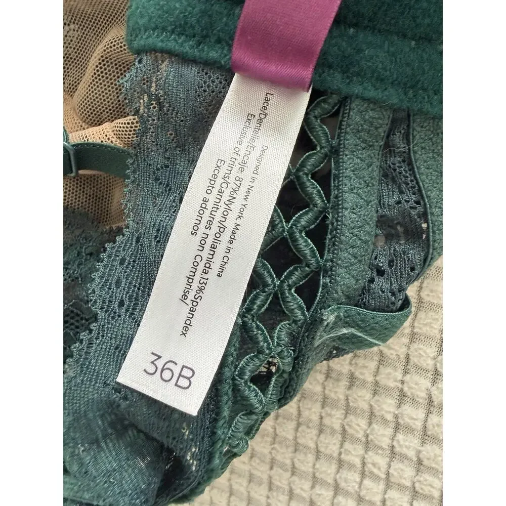 Dark Green Lace Cut Out Adore Me Bra 36B